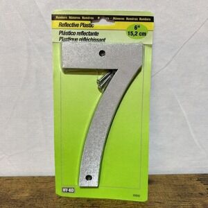 Hy-Ko 30800 Address Number #7 Reflective Plastic Silver‎ 6" New